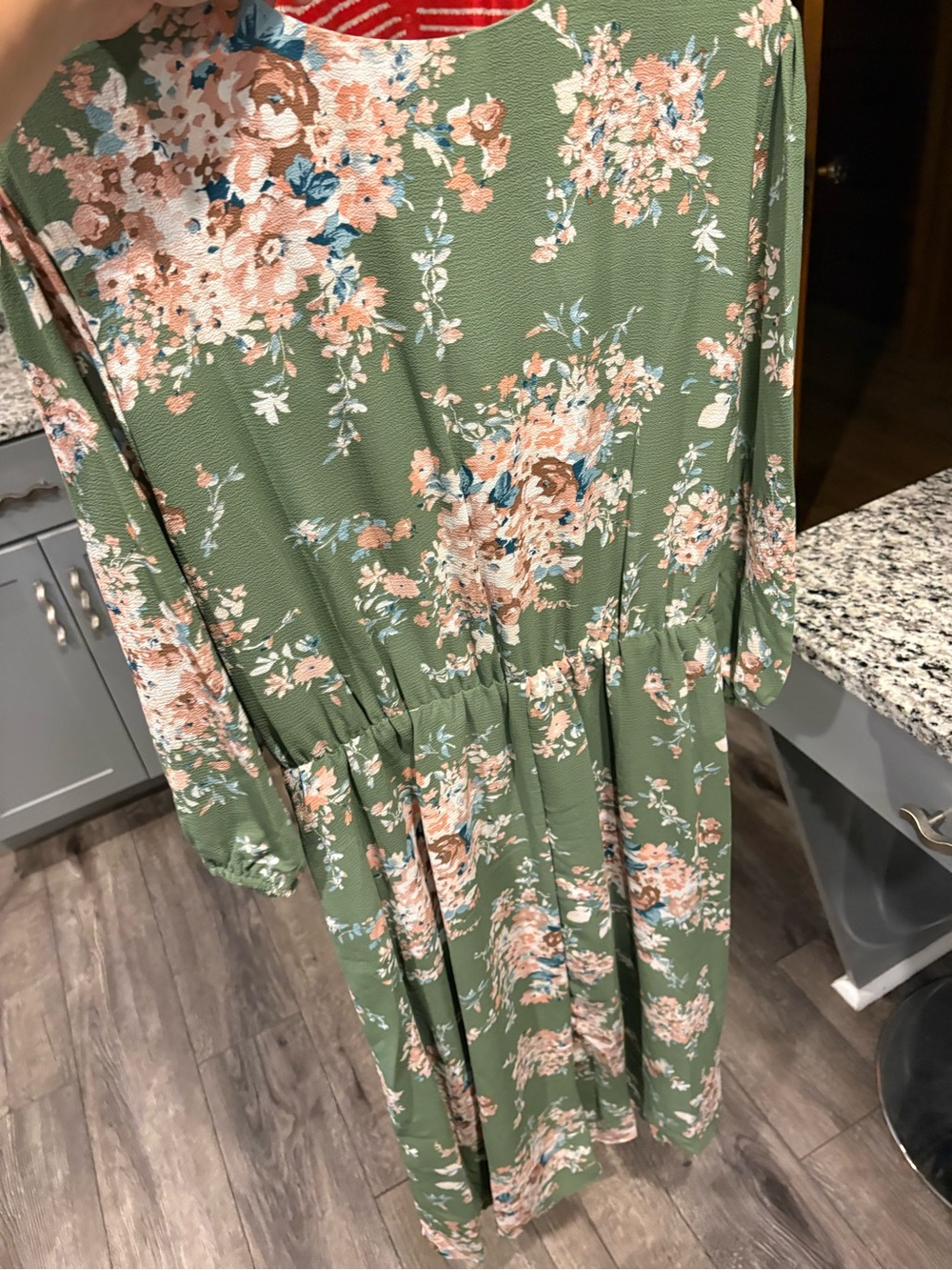 june & hudson Olive Green Floral Wrap Dress - Picture 8 of 8
